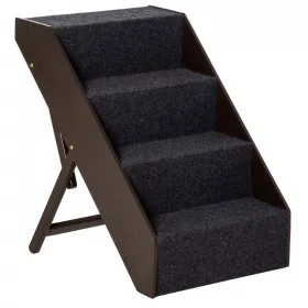   Kutyalépcső 4 lépcsőfokkal összecsukható, fekete szőnyeggel max. 30 kg teherbírás