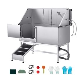   Kutyafürdető állomás 150×70×149,5 cm kutyakozmetikai kád rámpával, bal oldali ajtóval