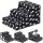 Pet, dog stairs 3 steps, black paw pattern, next to sofa, bed
