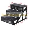 Pet, dog stairs 3 steps, black paw pattern, next to sofa, bed