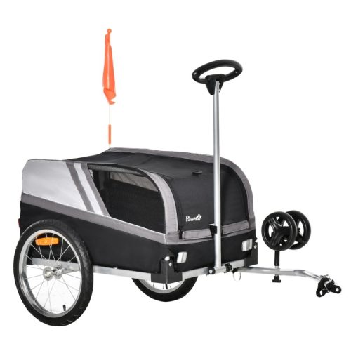 Dog transport bicycle trailer 130x64x92 cm bicycle trailer black and white