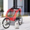 Dog transport bike trailer 2 in 1 running dog cart and bike trailer red and black