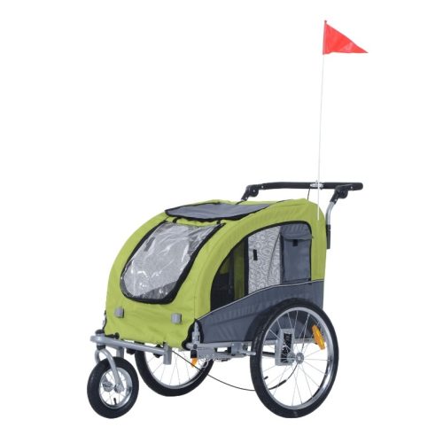 Dog transport bike trailer 2 in 1 running dog cart and bike trailer green-grey