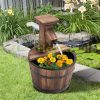 Garden decor fountain with barrel and metal tap garden fountain Ø27x37 cm decorative fountain