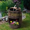 Garden decor fountain wooden garden fountain barrel style with flower stand Ø27x59 cm decorative fountain