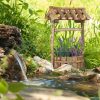 Garden decor well wooden well 43x25x18 cm rustic decorative well for the garden