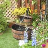 Garden decor fountain wooden garden fountain barrel style two-story decorative fountain 44.5x44.5x58.5 cm