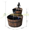 Garden decor fountain wooden garden fountain barrel style two-story decorative fountain 44.5x44.5x58.5 cm