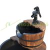 Garden decor fountain wooden garden fountain barrel style two-story decorative fountain 44.5x44.5x58.5 cm