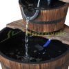 Garden decor fountain wooden garden fountain barrel style two-story decorative fountain 44.5x44.5x58.5 cm