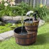 Garden decor fountain wooden garden fountain barrel style two-story decorative fountain 44.5x44.5x58.5 cm