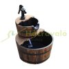 Garden decor fountain wooden garden fountain barrel style two-story decorative fountain 44.5x44.5x58.5 cm