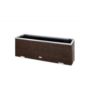   Polirattan önöntözős virágtartó láda 95x39x43 cm két tónusú barna öntözőrendszerrel ellátott cserép