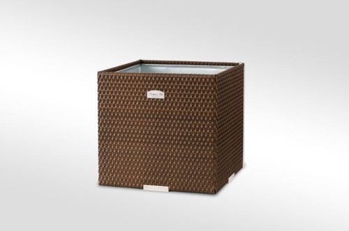 Polirattan flower box 46x46x46 cm plant pot light brown