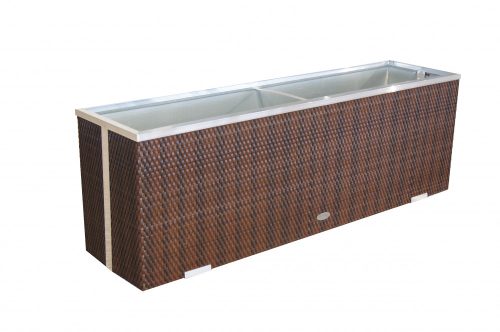 Polirattan flower box 150x39x50 cm plant holder two-tone brown 