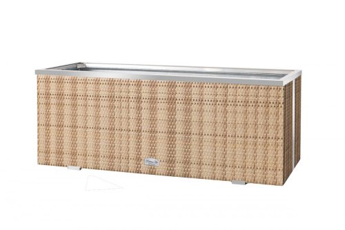 Polyrattan flower box 130x40x45 cm plant holder two-tone sand