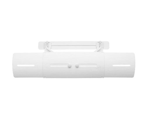 Air conditioner air deflector plate with adjustable length, white