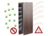 Air purifier with ionizer and switchable fan, dark wood appearance