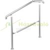 Stair railing 106x86 cm entrance railing stainless steel, adjustable silver handrail