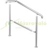 Stair railing 106x86 cm entrance railing stainless steel, adjustable silver handrail