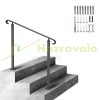 Outdoor wrought iron railing 120x13.5x97 cm for stairs with 2 or 3 steps, entrance railing with shaped design