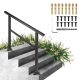 Aluminum stair railing 122x90 cm outdoor entrance railing black handrail stainless wear-resistant