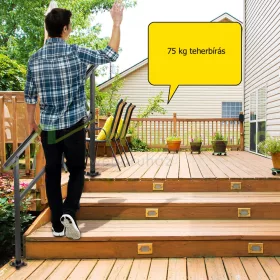   Alumínium lépcsőkorlát 122x90 cm kültéri bejárati korlát fekete kapaszkodó