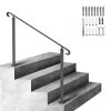 Outdoor wrought iron railing 140x13.5x97 cm for 2 or 3-step stairs, entrance railing with shaped design