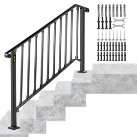   Kovácsoltvas lépcsőkorlát bejárati korlát 144x95 cm kültéri kapaszkodó fekete