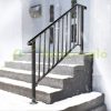 Wrought iron stair railing entrance railing 144x95 cm outdoor handrail black