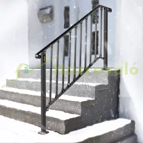  Kovácsoltvas lépcsőkorlát bejárati korlát 144x95 cm kültéri kapaszkodó fekete