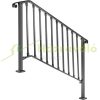 Wrought iron stair railing entrance railing 144x95 cm outdoor handrail black