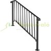 Wrought iron stair railing entrance railing 144x95 cm outdoor handrail black