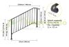 Wrought iron stair railing entrance railing 144x95 cm outdoor handrail black