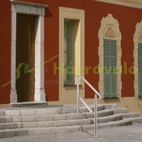   Lépcsőkorlát 161x86 cm bejárati korlát rozsdamentes acél, állítható ezüst kapaszkodó
