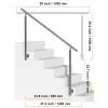 Rozsdamentes acél lépcső- és erkélykorlát 150 cm hosszúság 0–45°-ban állítható dőlésszögű kapaszkodó