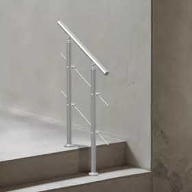   Rozsdamentes acél lépcsőkorlát 80 cm hosszúság, 2 vízszintes merevítővel, állítható 0–45° között