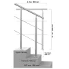 Rozsdamentes acél lépcsőkorlát 80 cm hosszúság, 2 vízszintes merevítővel, állítható 0–45° között