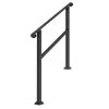 Kültéri belépőkorlát vízszintes merevítővel 101,6 cm-es fekete kapaszkodó 2–3 lépcsőfokhoz