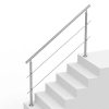 Rozsdamentes acél lépcsőkorlát 180 cm 2 vízszintes merevítővel, állítható dőlésszöggel (0–45°)