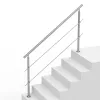 Rozsdamentes acél lépcsőkorlát 180 cm 2 vízszintes merevítővel, állítható dőlésszöggel (0–45°)