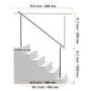 Rozsdamentes acél lépcső- és erkélykorlát 180 cm hosszúság, 0–45°-ban állítható, modern ezüst