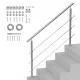 Rozsdamentes acél lépcsőkorlát 150 cm hosszúság, 3 vízszintes merevítővel, állítható 0–45° között