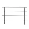 Rozsdamentes acél lépcsőkorlát 150 cm hosszúság, 3 vízszintes merevítővel, állítható 0–45° között