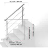 Rozsdamentes acél korlát 3 keresztrúddal 1200x104x1060 mm állítható dőlésszöggel kültéri lépcsőkhöz
