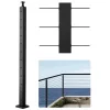 Drótköteles korlát sarokoszlop fekete 106,6x4,98x4,98 cm L-furatokkal, rozsdamentes acél