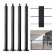 Drótköteles korlátoszlop szett 107x5x5 cm 4 darabos fekete rozsdamentes acél, vízszintes furatokkal