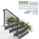 Wrought iron stair railing, entrance railing suitable for stairs with 3 or 4 steps for outdoor use black 