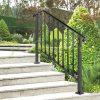 Wrought iron stair railing, entrance railing suitable for stairs with 3 or 4 steps for outdoor use black 