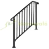 Kovácsoltvas lépcsőkorlát, bejárati korlát alkalmas 3 vagy 4 lépcsőfokos lépcsőkhöz kültéri használatra fekete 